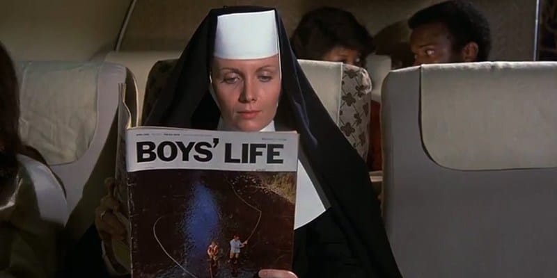 Nun Reading Boys Life Airplane