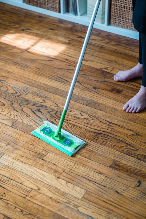 moping wooden floor