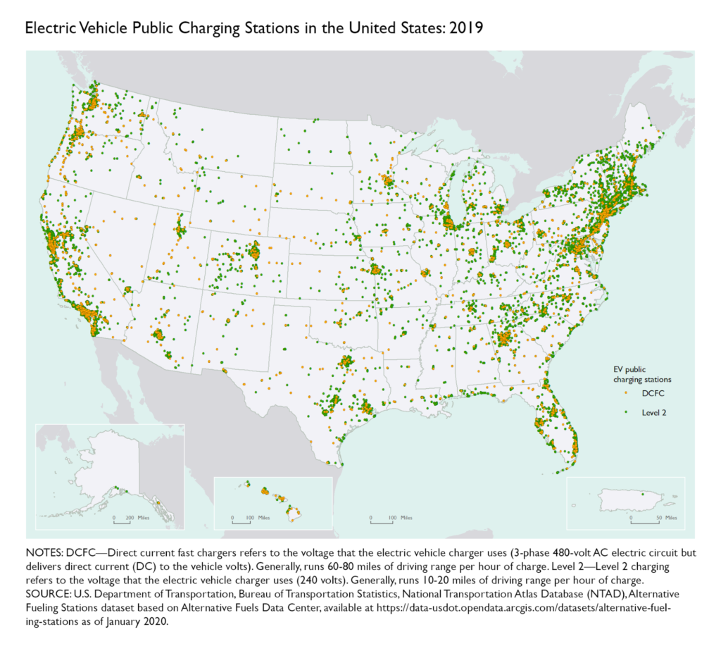 Electric vehicle charging stations in the united states